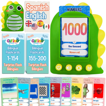 Gufino Talking Flash Cards For Toddlers – 300 Fun And Interactive English & Spanish Flash Cards To Strengthen Cognitive Abilities & Boost Language Development – Learning Toys For Quality Family Time