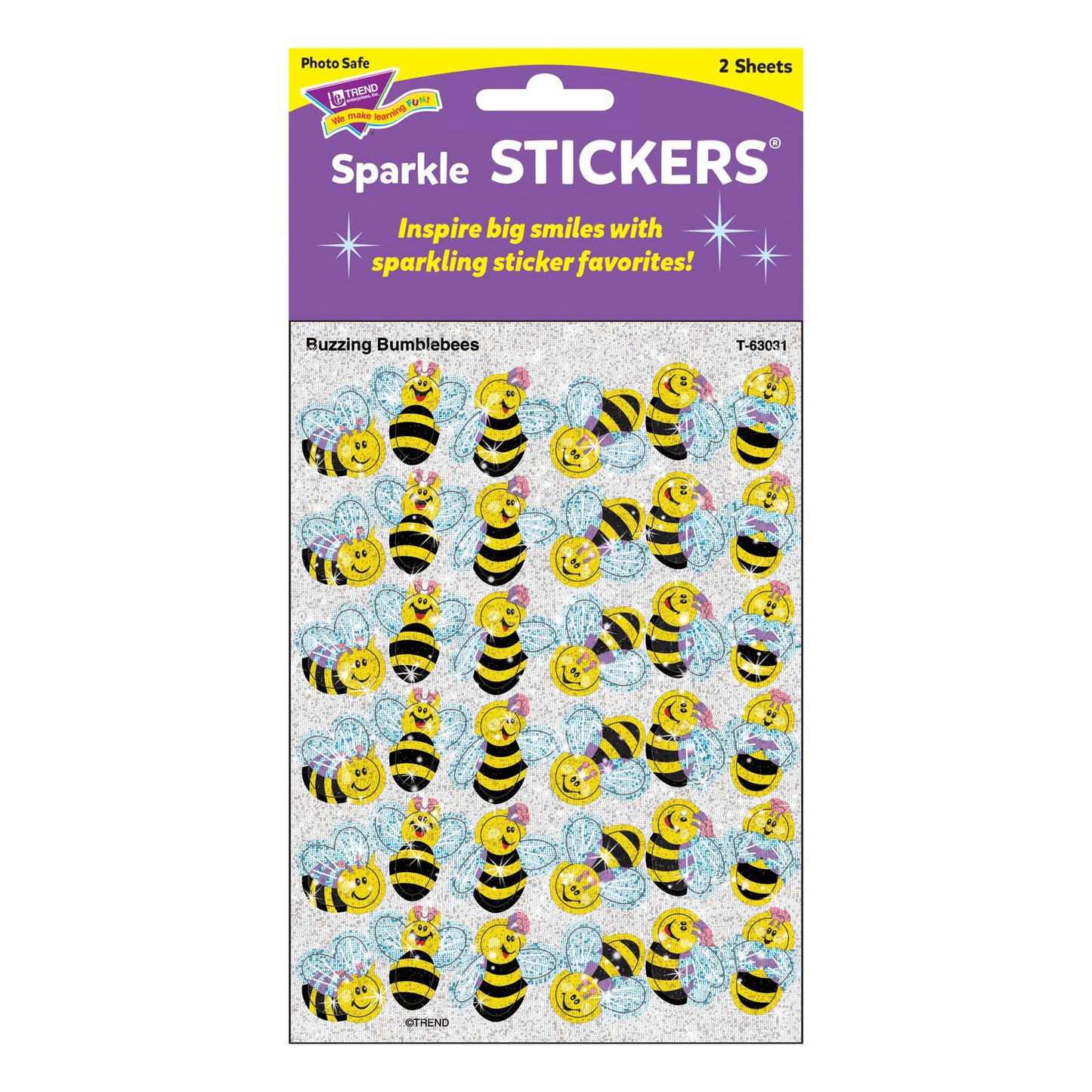 Trend, Inc. Buzzing Bumblebees Sparkle Stickers, 72 CT