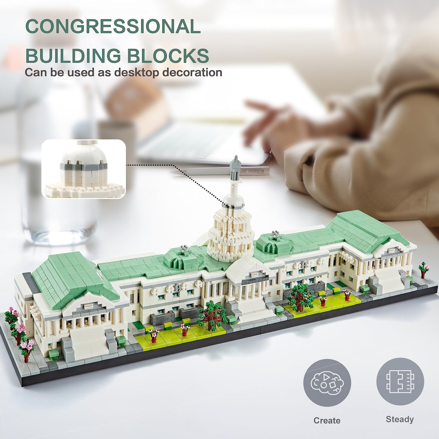 KLMEi Micro Mini Blocks United States Capitol Building Architecture Model Famous Landmark Collection Set  Toys Presents for mature-themed and Kid Age of 14+ 3630 PCS