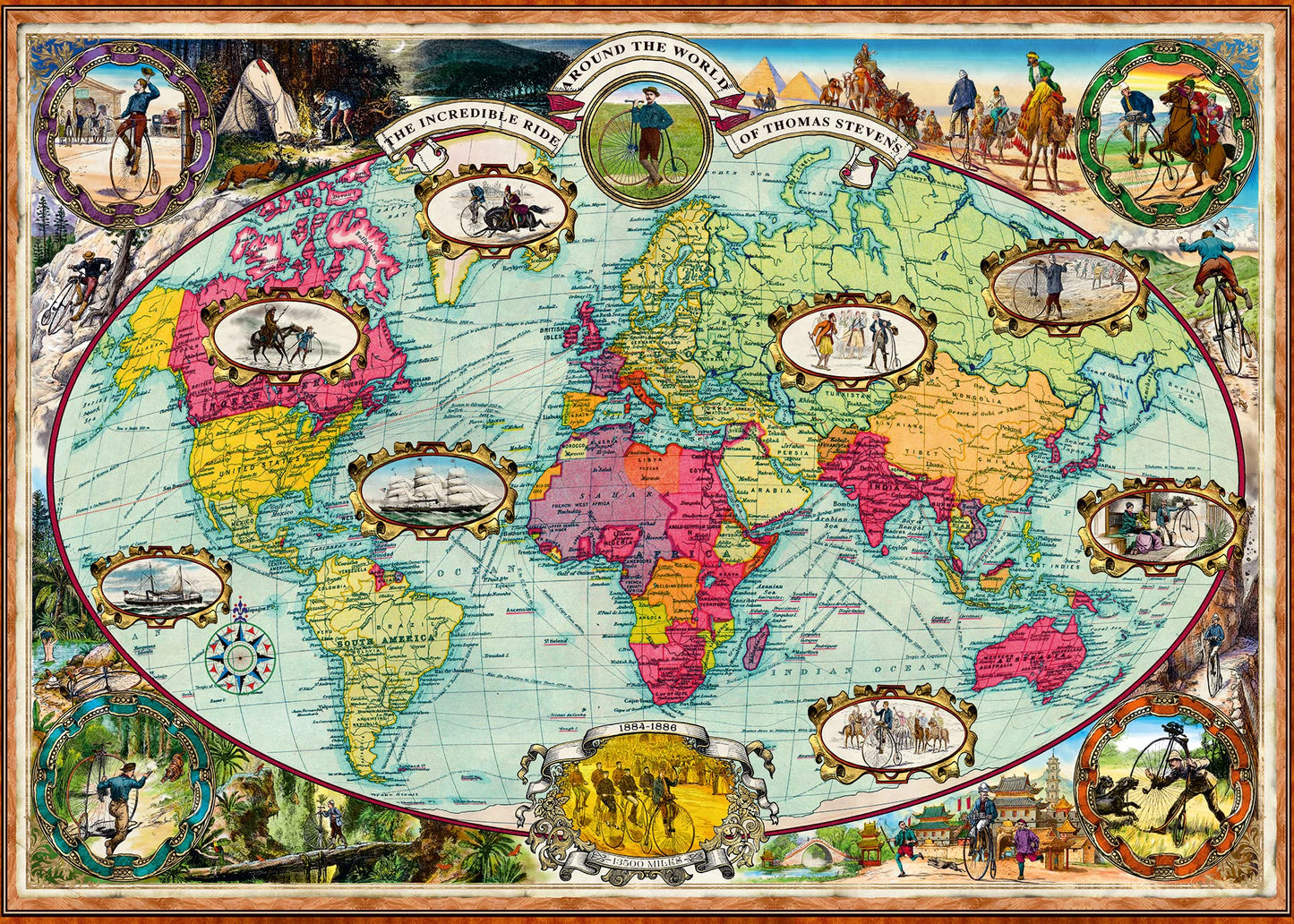 Ravensburger Bicycle Ride Around The World - 1000 Piece Jigsaw Puzzle For Adults | Unique Softclick Technology | Durable, Vibran