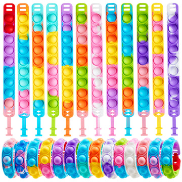 Joyin Pop Fidget Toys Pops Bulk 50 Pack Party Favors For Kids 4-8,8-12 Year, Fidget Bracelets Sensory Toys For Classroom Birthday Carnival Prizes Gifts Goodie Bags Stuffers For Kids