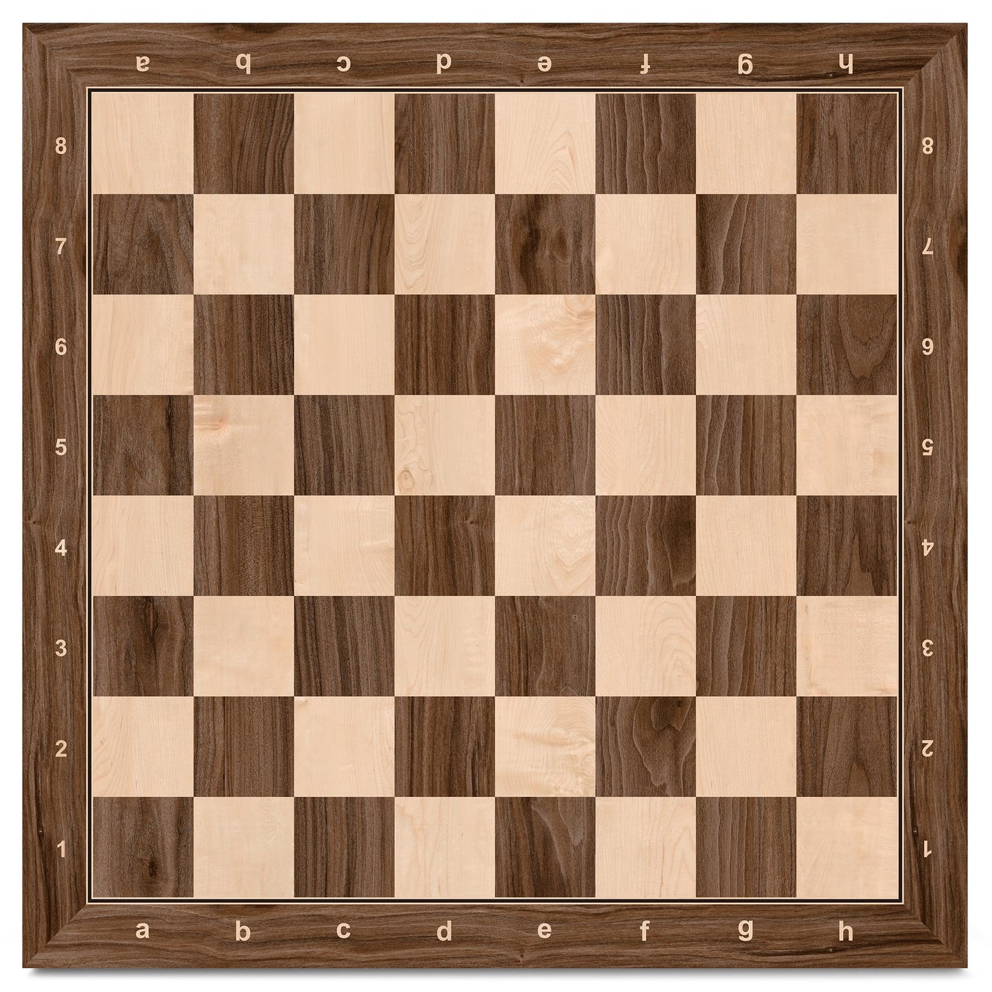 A&A 21.25' Professional Wooden Tournament Chess Board/Walnut & Maple Inlaid / 2.25' Squares W/Notation