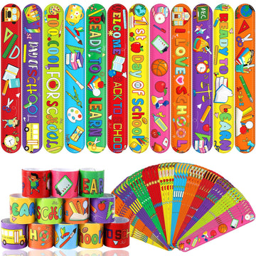 JUNEBRUSHS 56 Pack Slap Bracelets White Blank DIY Slap Bands for Kids Soft Wristband Party Favors Snap Bracelets Bulk for Boys G