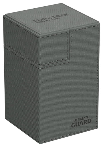Ultimate Guard Flip'N'Tray 100+, Deck Case For 100 Double-Sleeved Tcg Cards + Dice Tray, Grey, Independent Magnetic Closure & Microfiber Inner Lining