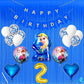 2Nd Frozen Theme Happy Birthday Banner Decoration Items Dark Blue For 2 Year Old Baby Boys Girls Kids 5 Pc Elsa Anna Theme 10 Pc