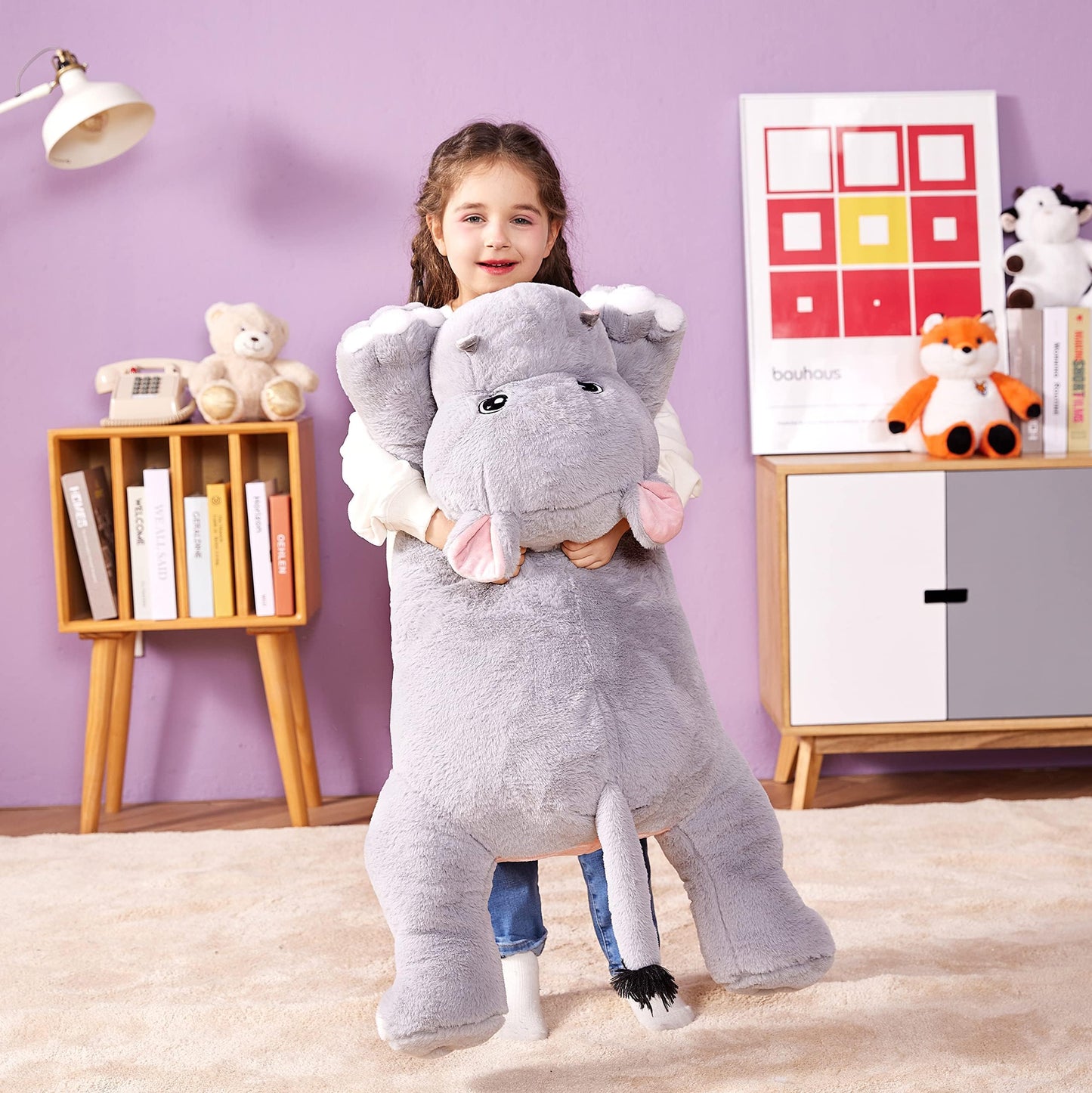 Ikasa Giant Hippo Stuffed Animal Plush Toy,Large Hippopotamus Cute 30' Jumbo Soft Toys,Huge Big Size Plushy Fluffy Fat Plushie,Gifts For Kids