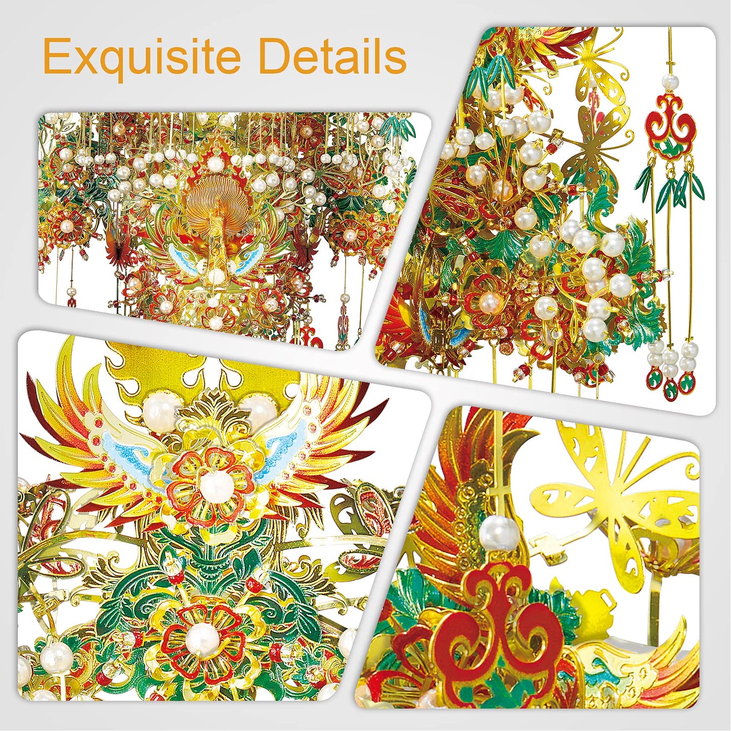 Piececool 3D Metal Asian Puzzles Model Kits- Garuda Coronet Metal Building Kit For Adults, Brain Teaser Puzzle Diy Handcraft Model Kits, Fidget Toys Gifts For Teens Man Woman Family- 522 Pcs