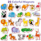 Little World Foam Fridge Magnets Set - 25 Chunky Zoo Animal Magnets for Toddlers 1-3 - Multi Color, Full Magnet Backing, Model RK93010-05