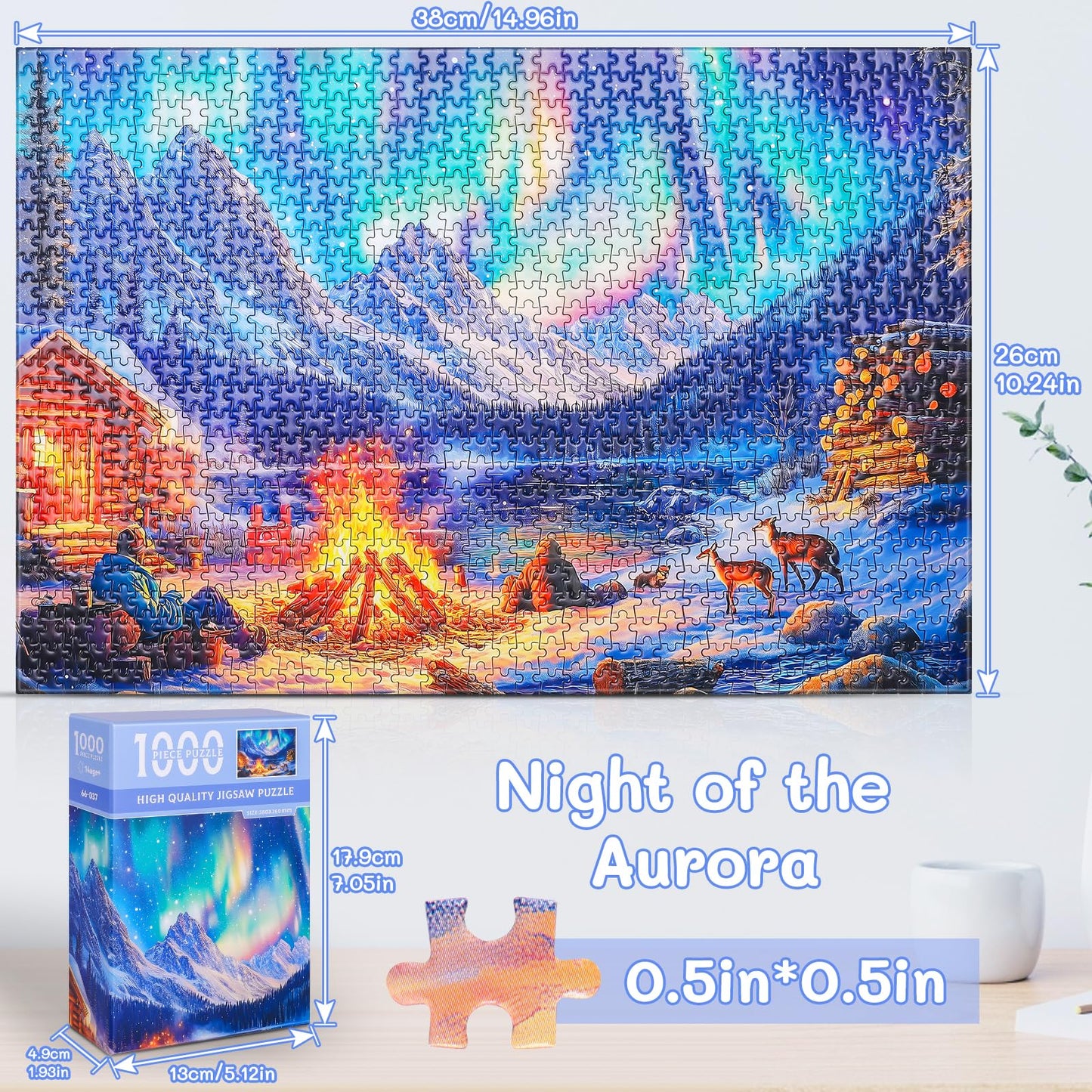 Puzzle For Adults 1000 Pieces Winter'S Night Bonfire Evening Animal Puzzle Christmas Jigsaw Puzzle Family Game (15''X 10'')