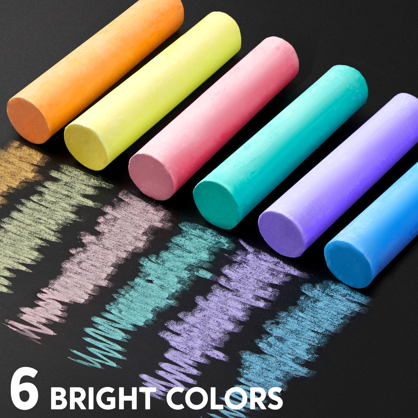 JOYIN 24 PCS Non-Toxic Jumbo Sidewalk Chalk Set for Outdoor Art Play - 6 Colors, Ideal for Schools and Playgrounds, Model 840165801346