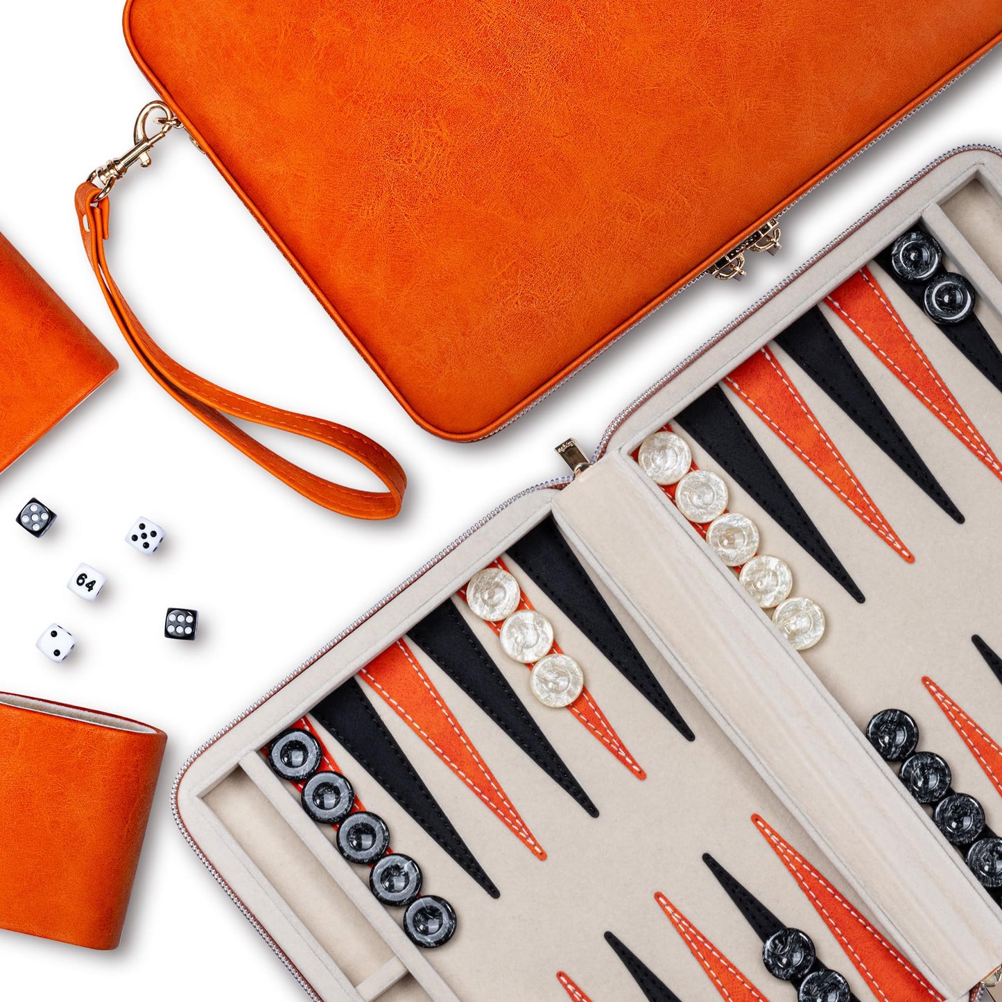 Lingle Backgammon Sets For Adults, Classic Board Game With Folding Leather Backgammon Case, Portable Travel Backgammon Game Set