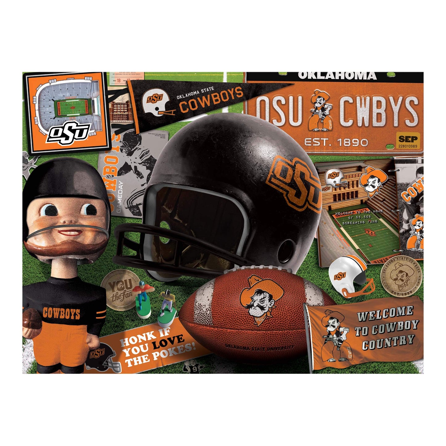 Youthefan Ncaa Oklahoma St Cowboys Retro Series Puzzle - 500 Pieces, Team Colors, Large