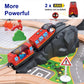 Giant Bean Battery Operated Action Locomotive (Magnetic Connection) Train Set For Wooden Train Tracks, Powerful Engine Compatible With Thomas, Brio, Chuggington Wooden Train Tracks, Toys For 3+