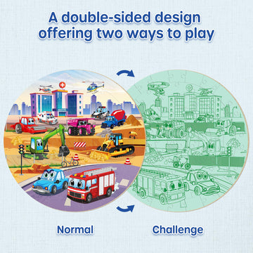 Synarry Vehicle Floor Puzzle For Kids Ages 3-5, Large 70 Piece Puzzle For Kids Ages 4-6, Wooden Floor Puzzle For Kids Ages 4-8, Preschool Toys Gifts For 3 4 5 6 7 8 Years Old Boys Girls Child