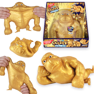 Limited Numbered Series (300 Remain Of 2000 Produced) Orb Golden Funkee Monkee - Big 4.5 Pound Stretchy Monkey - Squishy, Squeez