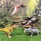 Eku Easyku Dinosaur Toys Tyrannosaurus Triceratops Quetzalcoatlus With Chomp Action, Movable Head Attack Motion, Wing Flapping A