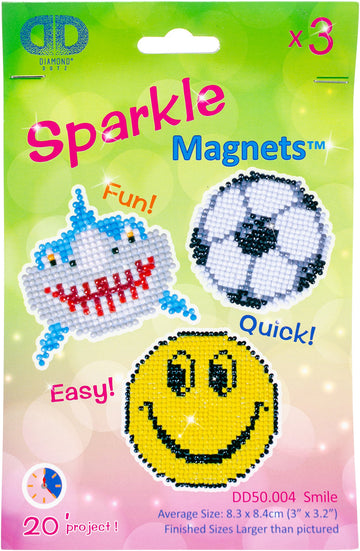 Needleart World Assorted Smile Diamond Dotz Magnets Facet Art Kit (3 Per Pack), Multicolor