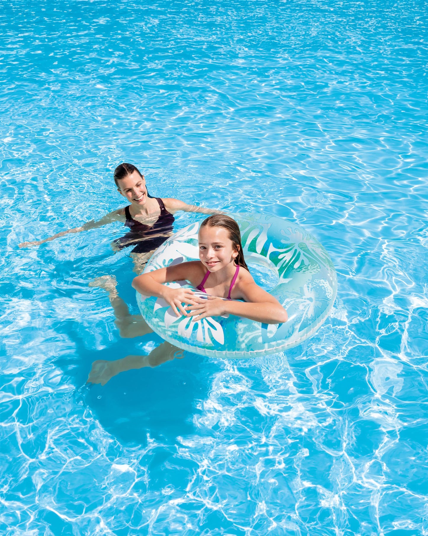 Intex 59251Ep Clear Tropical Inflatable Tube: Floral Graphic Design - 36'' Diameter - 132Lb Weight Capacity - One Tube - Color M