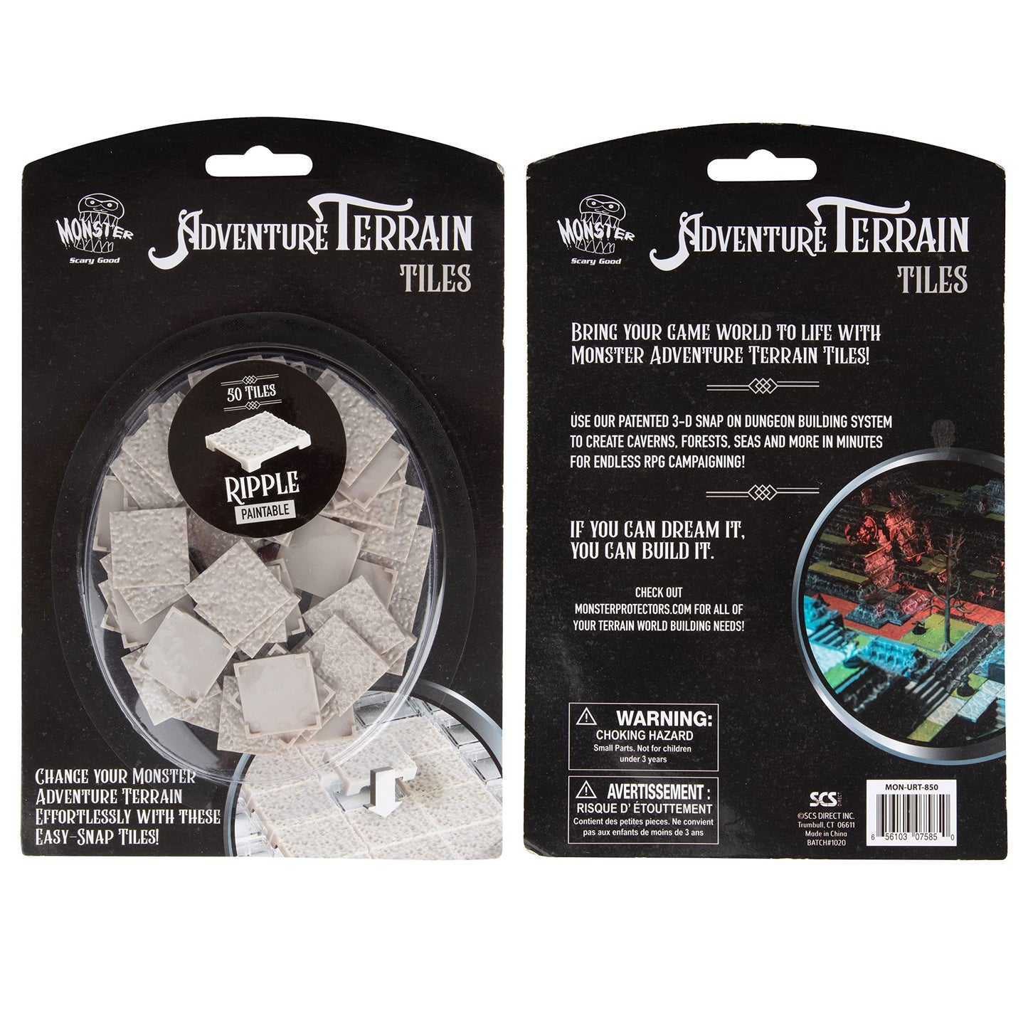 Monster Adventure Terrain- 50Pc Ripple Style Tile Expansion Pack- Paintable 1'X1' Tile Set- Amazing Tabletop Terrain In Minutes-Customize Your D&D And Pathfinder Dungeons Your Way