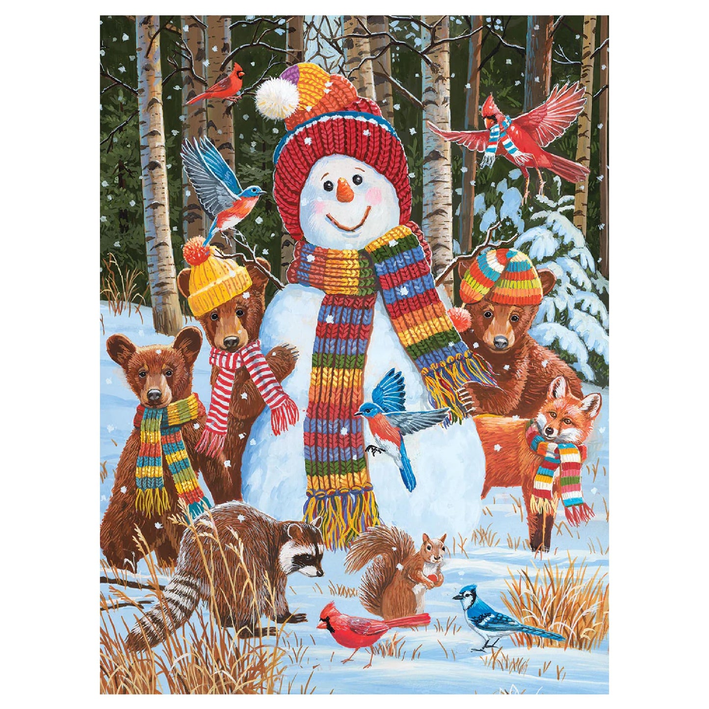 White Mountain Visiting The Snowman Winter Puzzles 500 Pieces Theme Jigsaw Puzzle For Kids Adults And Family