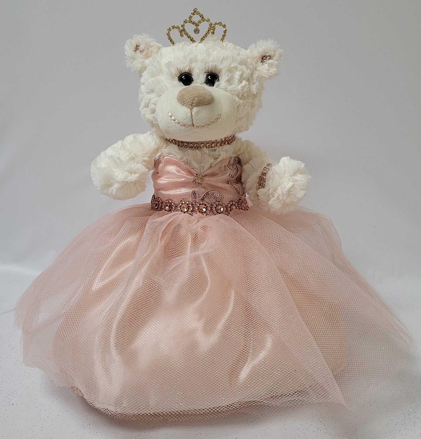 Kinnex Collections Since 1997 12' Quince Anos Quinceanera Last Doll Teddy Bear With Dress (Centerpiece) ~ Arc09831-30 (Rose Gold)