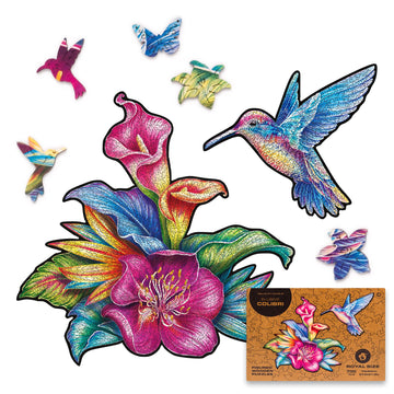 Unidragon Original Wooden Jigsaw Puzzles - Elusive Colibri, 700 Pcs, Royal Size 27.6'X21.3', Beautiful Gift Package, Unique Shape Best Gift For Adults And Kids