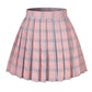 Girls School Uniform Plaid Pleated Costumes Skirts (M, Pink Mixed White)