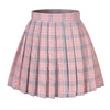 Women`S Floral Flared Tartan Check Pleated Skirts(4Xl,Pink Mixed White Black)