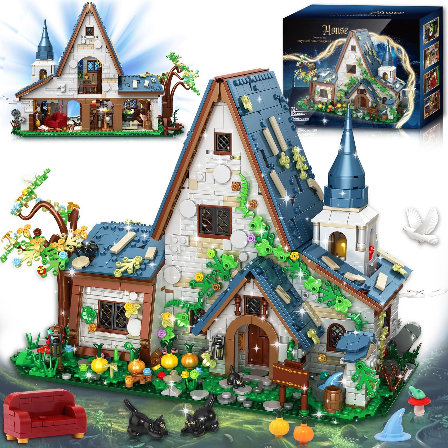 FliCineCrt Magic Stone House Building Block Set, 2666 Pcs, Colorful, Creative Toy for Kids Aged 8-12, Ideal Gift for Boys and Girls