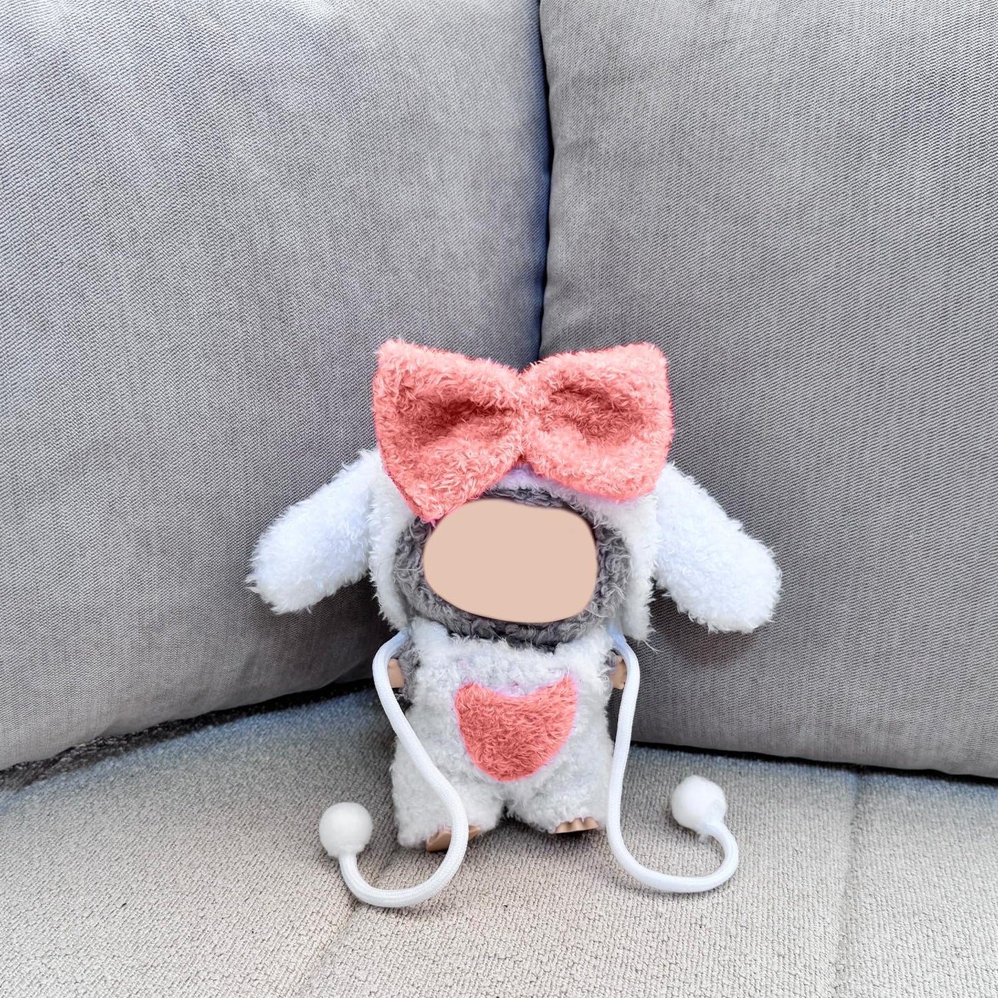 17cm Doll Clothes Set(NO Doll) - Cute Knit Sweater & Handcrafted Crochet Skirt  enhanced Fashion Dresses  Soft Stretch Fabric Costume Accessories Pink Lop-Eared Rabbit Suit