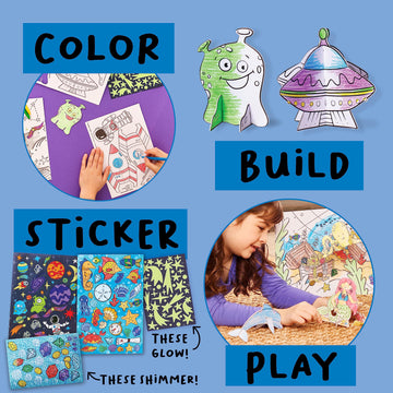 Creativity For Kids Wonder Worlds 3D Coloring Craft Kit 2 Pack: Outer Space And Underwater Voyage - Gifts For Boys And Girls Ages 5-8+