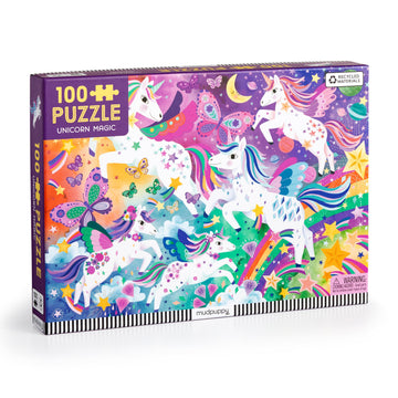 Mudpuppy Unicorn Magic - 100 Piece Jigsaw Puzzle With Colorful And Fun Illustrations Of Sparkling Unicorns For Children Ages 5 A