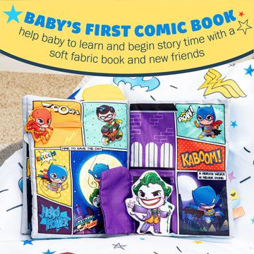 My First Comic Soft Book - Kids Preferred Dc Comics The Batman Brave Little Heros Baby Crinkle Soft Sensory Book With Soft Fabric For Babies, 6.25X9 Inch