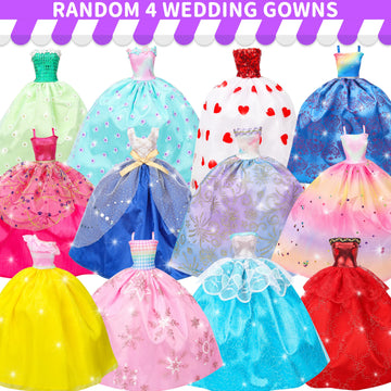 Style Shine 70 Pcs Doll Clothes And Accessories,4 Wedding Gowns 2 Evening Dresses 8 Fashion Dresses 6 Set Casual Outfit Top And