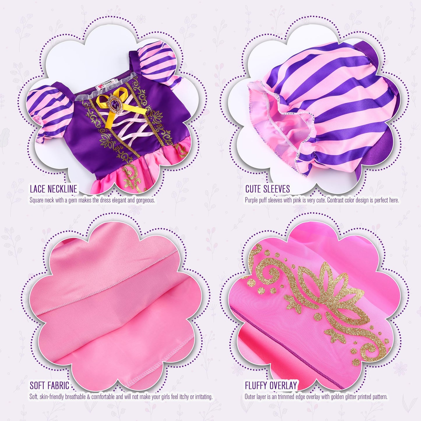 Isswya Girls Princess Costume Princess Dress Up Clothes For Girls Birthday Halloween Cosplay 3T