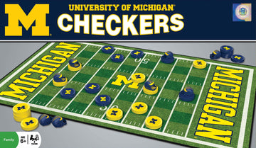 Masterpieces Family Game - Ncaa Michigan Wolverines Checkers - Officially Licensed Board Game For Kids & Adults