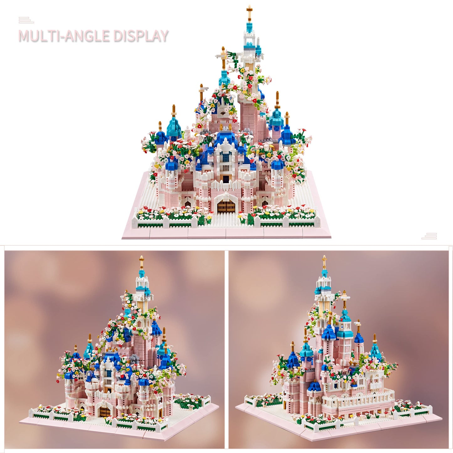 Kadablk Castle Micro Blocks Building Set, 4000+ PCS, Pink, Model 7830, Plastic - Ideal for Adults and Teens