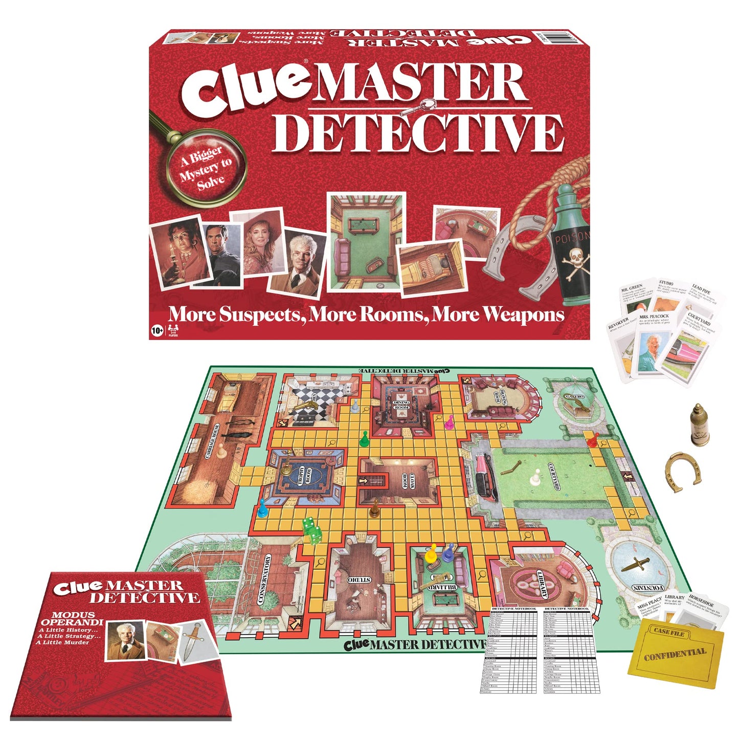 Clue Master Detective with Oversized Brass Tone Metal  by Winning Moves Games USA  Largest Game of Clue Ever  for up to 10 Players  Ages 10 and Up