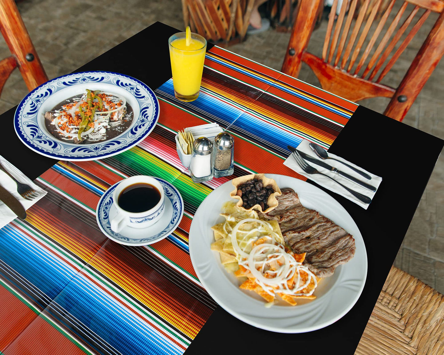 10 Pcs Mexican Fiesta Tablecloth Mexican Table Runner 108 x 54 Inch Plastic Striped Theme Party Decor Fiesta Colorful Striped Ta