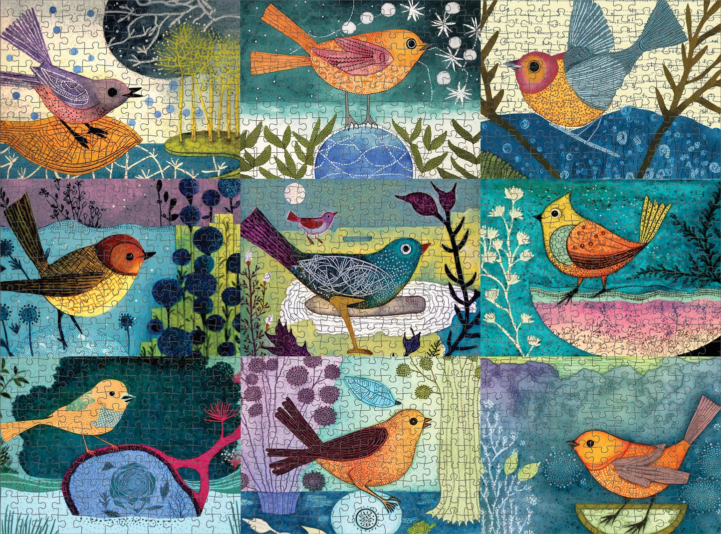Cross & Glory - Festival Of The Nine Birds - 1000 Piece Jigsaw Puzzle | Colorful Collage Of Individual Bird Artwork | Vibrant And Unique | Superb Gift For Bird Enthusiasts