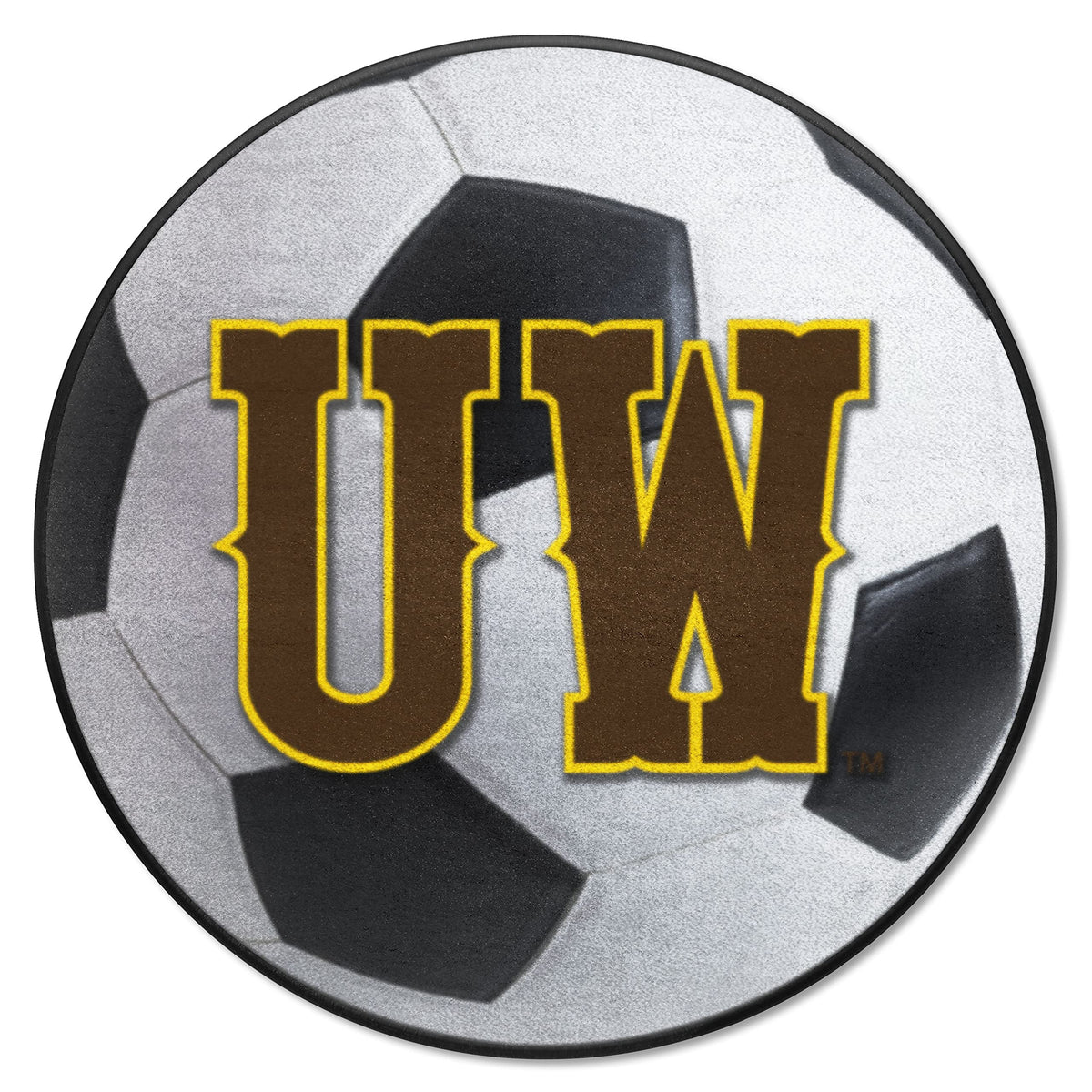 FANMATS 4936 Wyoming Cowboys Soccer Ball Rug - 27in. Diameter - UW Logo