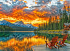 Cross & Glory - Dockside Reflections - 1000 Piece Jigsaw Puzzle For Adults | Tranquil Sunset Lake Scene | Challenging Puzzle For