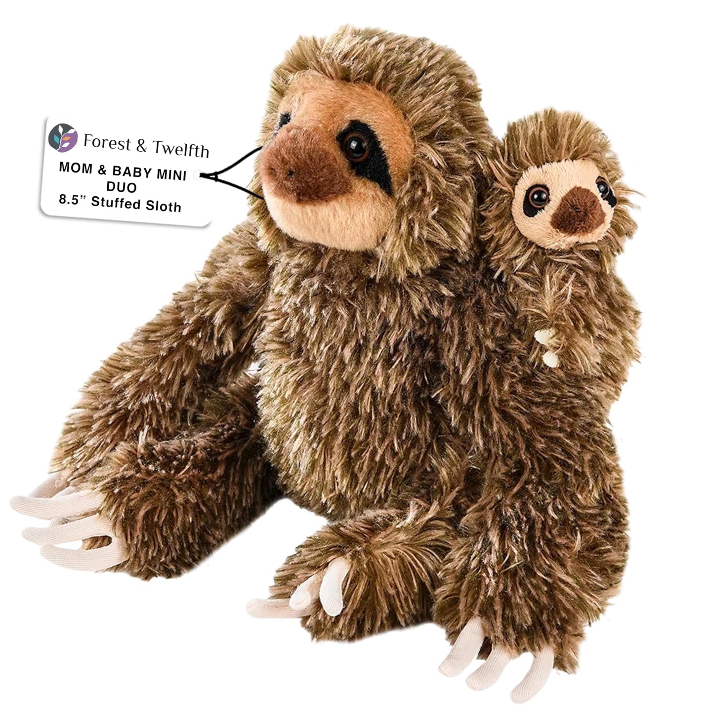 Forest & Twelfth Mom And Baby Mini Sloth, Stuffed Animals For Boys And Girls, Forest Baby Shower Decorations, Nursery Decor, Zoo