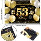 IMISI 53rd Birthday Banner - Black Polyester Birthday Decorations for Men