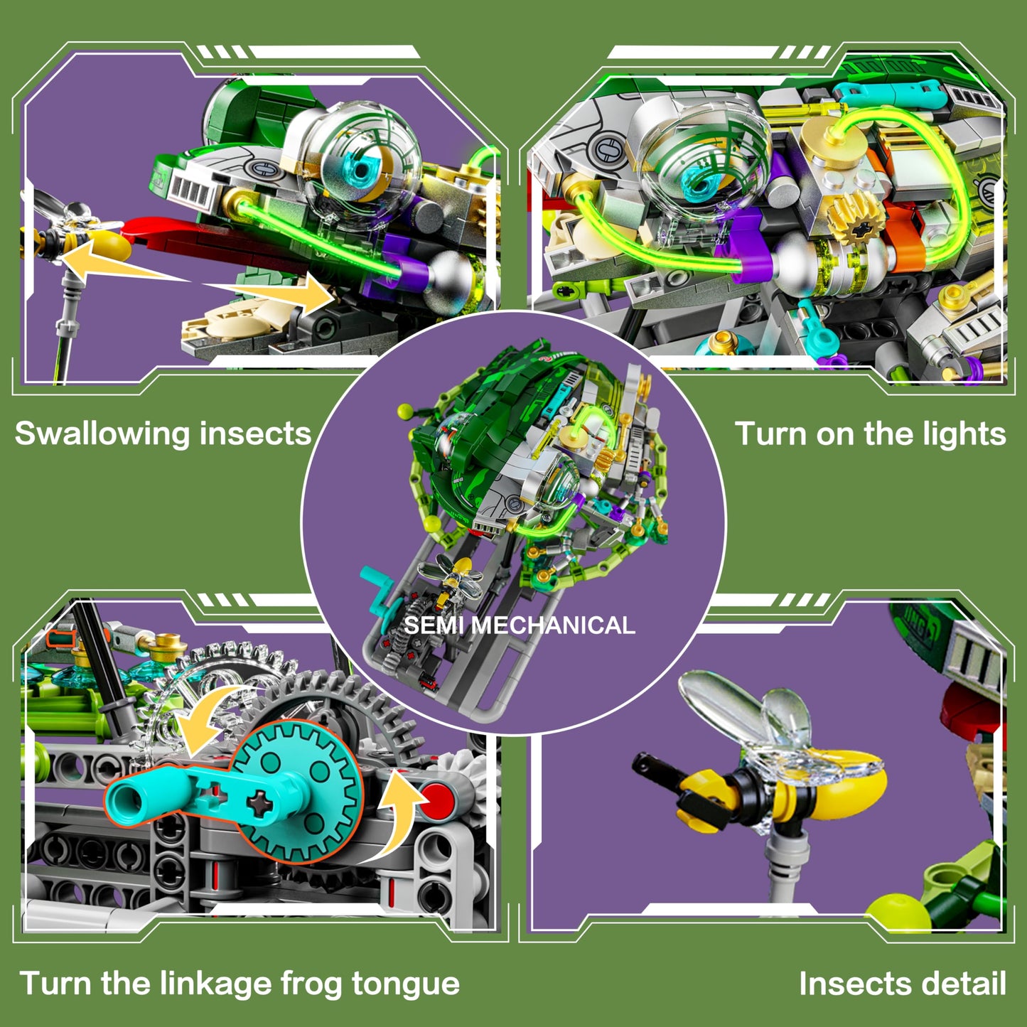 DAFDAG Mechanical Frog Toy Building Set, 898PCS, STEM Gift for Adults, Home/Office Decoration, Acrylonitrile Butadiene Styrene Material