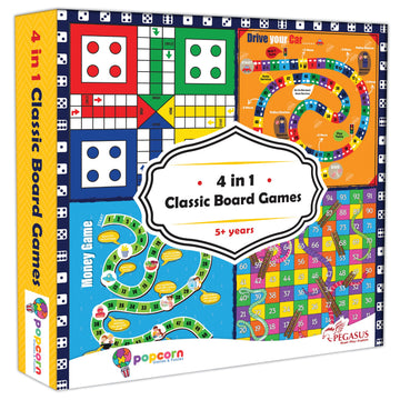 Popcorn Games & Puzzles 4 In 1 Classic Board Games For Smart Kids|Help To Boost Decision Making,Strategic Thinking And Problem S