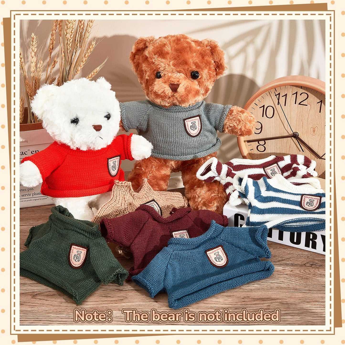 Sratte 8 Pcs Doll Clothes Bear Clothes Cute Stuffed Animal Doll Accessories Plush Toy Clothes Bear Sweater Outfit Fit Most 14-18 Inch Bears Animal Plush Dolls Stuffed Toys