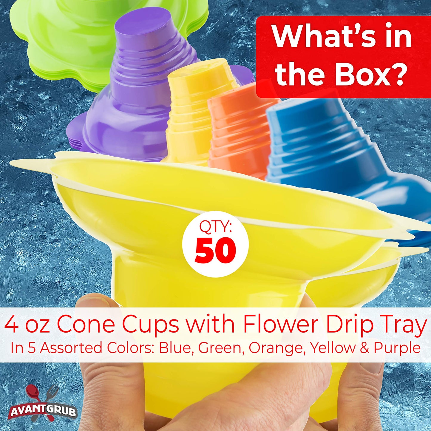 Super Cute, Reusable 4Oz Flower Snow Cone Cups 50 Pack. Colorful, Leak Proof Bowls Perfect Snow Cone Supply For Kids Birthday Pa