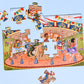 Upbounders: Joyful Carousel Animals Numbers And Colors - 24 Piece 2-Sided Beginnger Puzzle,Toddler Boy,Girl, Ages 3-5, Counting Activity With African American-Diverse Children At Play