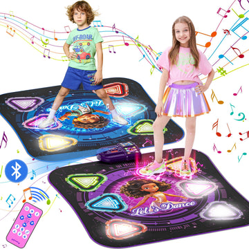 Dance Mat, 2024 Light Up 2-Player Opposing Dance Pad With Single & Double Player Modes, 12-Button Dancing Toys Music Games With